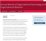 Annual Review of Organizational Psychology and Organizational Behavior《组织心理学与组织行为学年鉴》