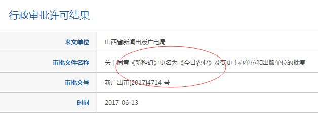 《新科幻》于2017年7月更名为《今日农业》